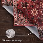 vivorug 6x9 Area Rug, Ultra-Soft Washable Rug for Living Room, Dinner Room, Bedroom, Non-Slip Vintage Red Rug, Indoor Carpet Large Area Rug