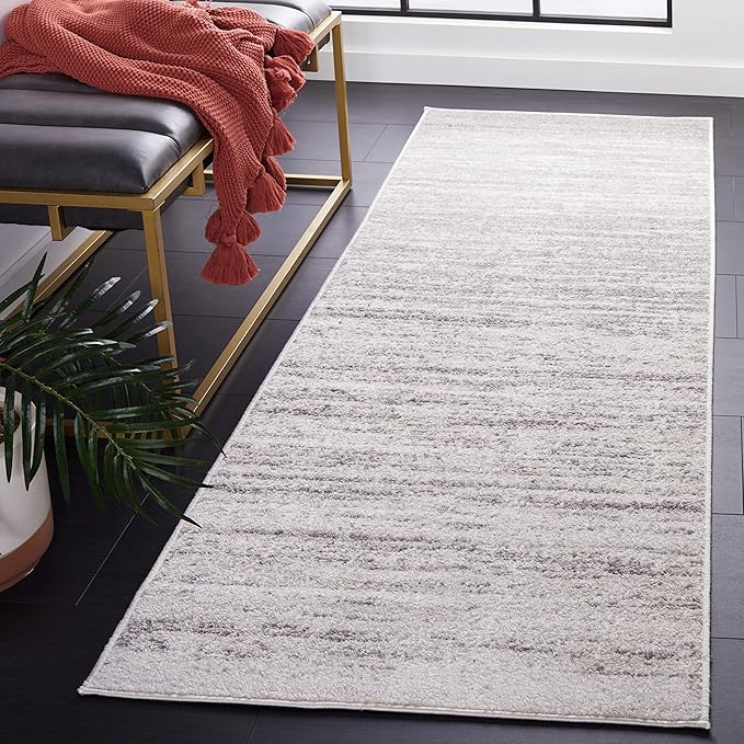 SAFAVIEH Adirondack Collection Runner Rug - 2'6" x 18', Ivory & Silver, Modern Ombre Design, Non Shedding & Easy to Clean, Ideal for Hallway, Foyer, Kitchen, Entryway, Bedroom (ADR113B)