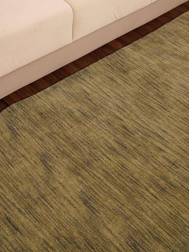 Rugsotic Carpets Hand Knotted Loom Wool 3'x5' Area Rug Solid Green L00111