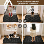 COSY HOMEER Non-Slip Door Mat 36"x60", Entryway Rugs Low Profile Absorbent Dirt Trapper Doormat for Front Entrance, Washable Polypropylene Entry Mat (Black)