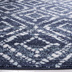 SAFAVIEH Adirondack Collection Area Rug - 4' Square, Navy & Ivory, Modern Diamond Distressed Design, Non-Shedding & Easy Care, Ideal for High Traffic Areas in Living Room, Bedroom (ADR131N)