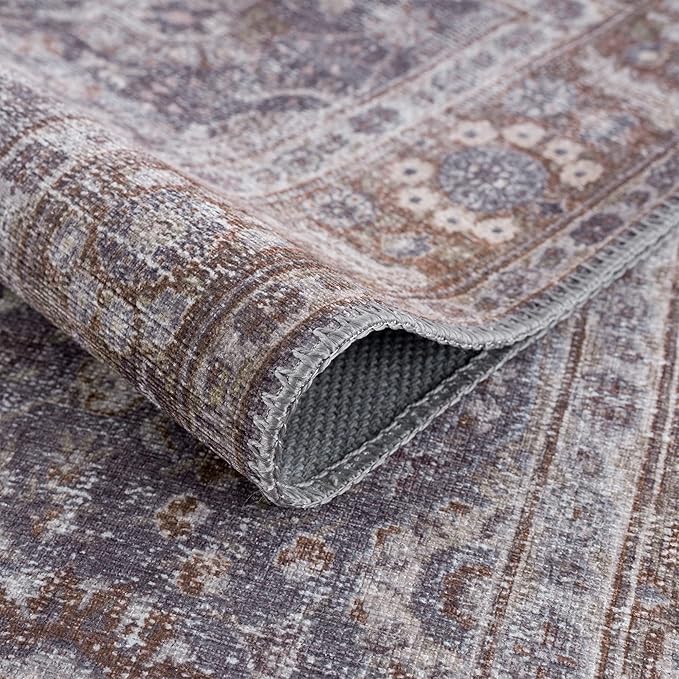 Bloom Rugs Washable 9' x 12' Rug - Brown/Dark Gray Traditional Area Rug for Living Room, Bedroom, Dining Room, and Kitchen - Exact Size: 9' x 12'