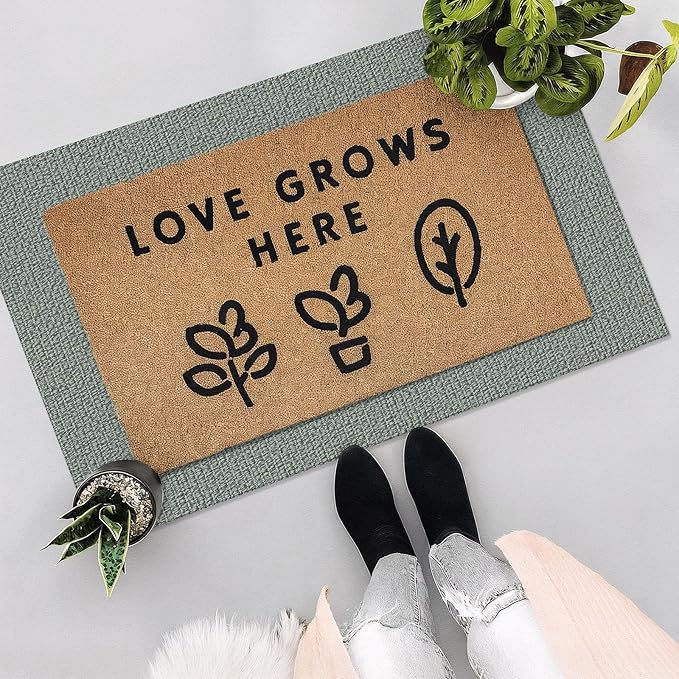 EARTHALL Washable Area Rug 2x3 Ft Non Slip Rugs for Entryway Braided Small Throw Rugs with Rubber Backing Door Mat Indoor Outdoor Entrance Rug for Kitchen Foyer Front Door, Green/Grey