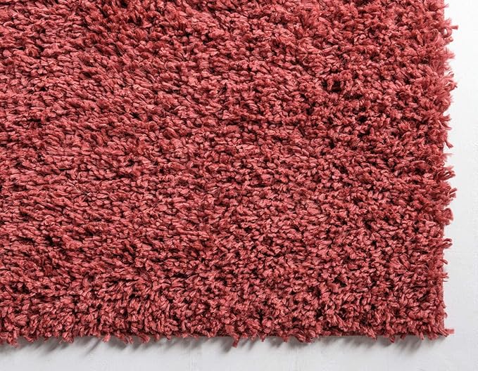 Unique Loom Davos Shag Collection Area Rug - Solid (4' 1" x 6' 1" Rectangle, Poppy)