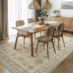 GENIMO 5x7 Area Rugs for Living Room, Machine Washable Non Slip Vintage Retro Rugs, Low Pile Lightweight Chenille Print Rug for Bedroom, Dining Room, Home Office, Sage