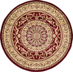 Unique Loom Versailles Collection Traditional Classic Medallion Floral Motif Area Rug (6' 0 x 6' 0 Round, Burgundy/ Ivory)