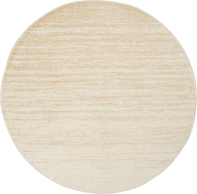 SAFAVIEH Adirondack Collection Area Rug - 9' Round, Champagne & Cream, Modern Ombre Design, Non Shedding & Easy to Clean, Ideal for Living Room, Bedroom, Office, Dining Space (ADR113W)