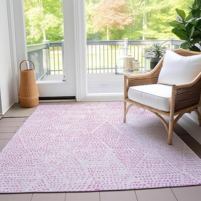 Addison Rugs Chantille ACN591 Pink 5' x 7'6" Indoor Outdoor Area Rug, Easy Clean, Machine Washable, Non Shedding, Bedroom, Living Room, Dining Room, Kitchen, Patio Rug