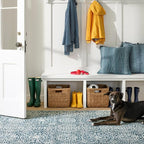 Dash and Albert Temple Ink Machine Washable Area Rug - Runner - 2.5' x 8' Blue - Geometric Accent Rug - Anti-Slip Backing, Lightweight, Machine Washable, High Traffic Areas Kitchen, Mudroom, Entryway