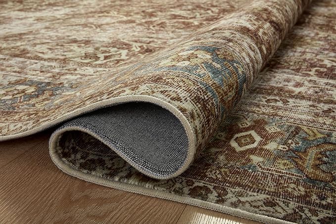 Loloi Magnolia Home by Joanna Gaines Sinclair Collection SIN-01 Rust/Lagoon 2'-3" x 3'-9", .25" Pile Height, Machine Washable, Accent Rug
