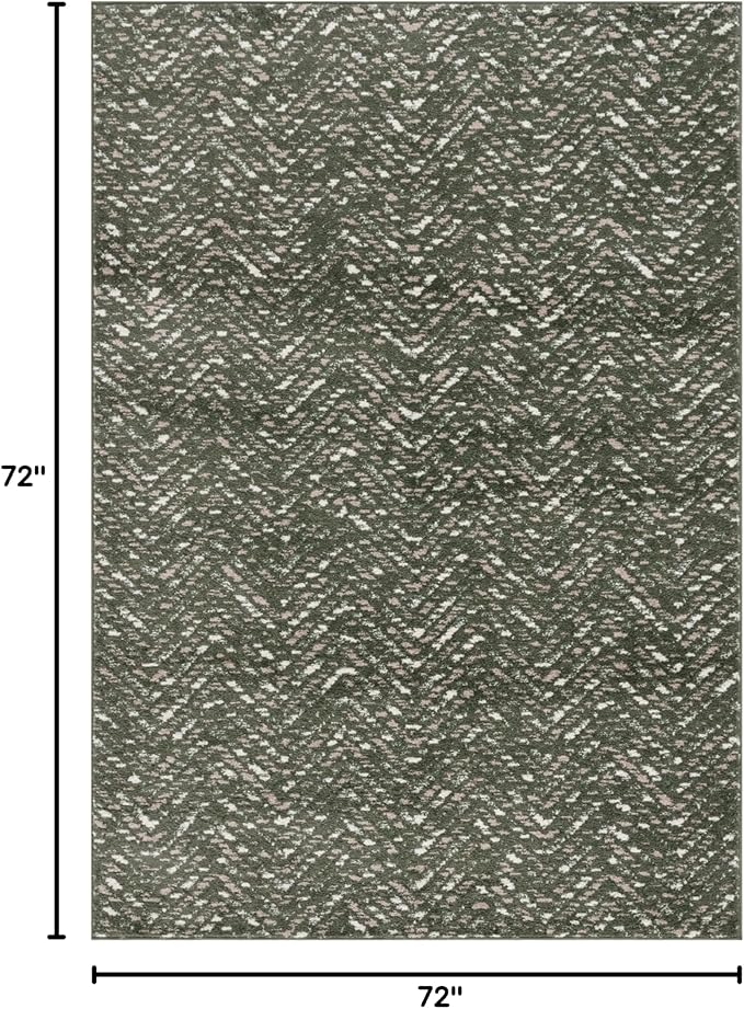 SAFAVIEH Adirondack Collection Area Rug - 6' Square, Dark Green & Ivory, Chevron Design, Non-Shedding & Easy Care, Ideal for High Traffic Areas in Living Room, Bedroom, Dining (ADR104Y-6SQ)