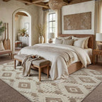 Ivory Brown 6x9 Area Rug Washable Living Room Moroccan Shag Carpet Non Slip Soft Neutral Boho Plush Pile Large Throw Rug for Office Bedroom Dining Room Playroom