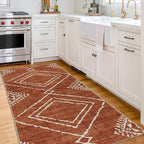 ReaLife Rugs Machine Washable Area Rug Runner - Living Room Bedroom Bathroom Kitchen Entryway Office - Padded Low Pile Stain Resistant Premium - Moroccan Diamond Tribal - Jax - Orange 2'6" x 10'