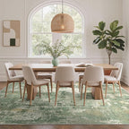 GENIMO Abstract Area Rug 9x12, Washable Large Modern Rug Non Slip, Low Pile Lightweight Soft Carpet for Living Room, Bedroom, Dining Room, Light Green