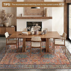 Bavni Washable Rug-6x9 Area Rugs for Bedroom Non-Slip, Ultra Thin Low Pile Living Room Rug, Modern Printed Decorative Rug for Dinning Room Office, Terracotta/Blue