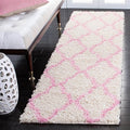 SAFAVIEH Dallas Shag Collection Runner Rug - 2'3" x 14', Ivory & Light Pink, Trellis Design, Non-Shedding & Easy Care, 1.5-inch Thick Ideal for High Traffic Areas in Living Room, Bedroom (SGD257P)