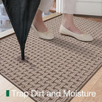 LUMI Washable Door Mat Indoor Entrance 17x30, Dirt Trapper Front Door Mats with Absorbent Interior and Non-Slip Rubber Backing, Entryway Doormat, Beige