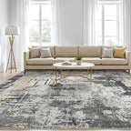 8x10 Area Rugs Living Room: Washable Large Abstract Modern Soft Rug Stain Resistant Indoor Floor Non Slip Accent Carpet for Bedroom Nursery Playroom Dining Room Office Dorm Home House- Black Gold