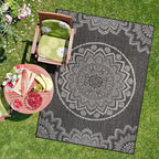 CAMILSON Outdoor Rug 6x9 Modern Area Rugs for Indoor and Outdoor Patios and Porches - Waterproof Washable Non-Shedding Easy-to-Clean Outside Carpet (6 x 9, Medallion - Dark Grey/Light Grey)