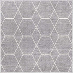 Unique Loom Trellis Frieze Collection Area Rug - Geometric (5' Square, Light Gray/ Ivory)