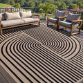 Tangsoo Rainbow Easy Jute Rug 6x9 Washable Area Rugs for Living Room,Black Non Slip Indoor Outdoor Carpet,Farmhouse Modern Office Mat for Backyard Dining Room Patio Bedromm