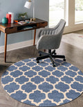 Rugs.com Lattice Collection Rug – 3 Ft Round Light Blue Medium-Pile Rug Perfect for Kitchens, Dining Rooms