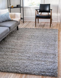 Unique Loom Solid Shag Collection Area Rug (4' 1" x 6' 1" Rectangle, Cloud Gray)