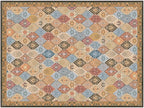 Phantoscope Washable Area Rug 9'x12' Non-Slip, Vintage Boho Rugs for Living Room, Bedroom, Dining Room, Distressed Moroccan Mosaic Diamond Pattern, Low-Pile Foldable Floor Carpet, Terracotta/Rust