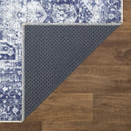 Bloom Rugs Washable Non-Slip 3' x 5' Rug - Blue/Ivory Traditional Area Rug for Living Room, Bedroom, Dining Room, and Kitchen - Exact Size: 3' x 5'