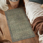 2x3 Entrance Rug Machine Washable Rug Small Door Mat,Ultra-Thin Low Pile Pad,Lightweight Indoor Carpet,Non Slip Floral Area Rug for Entryway,Bedside,Kids Room,Laundry,Bathroom,Muted Green