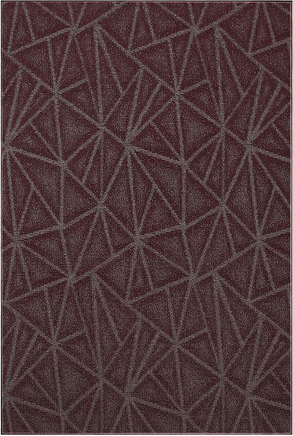 Furnish my Place Geometrical Pattern Indoor/Outdoor Refine Burgundy Abstract Area Rug, Home Decor Mat, Contemporary Rug for Living Room, Made in USA -3' x 5' Rectangle