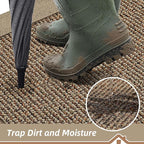 BEQHAUSE Indoor Door Mat 24" x 60", Dirt Trapper Door Mats Non-Slip Entryway Rugs Washable, Resist Dirt Absorbent Welcome Mat, Low Profile Floor Mats for Front Back Door and Entryway, Taupe