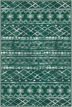 KUTA 3x5 Christmas Enreyway Rug, Moroccan Boho Washable Area Rugs for Living Room Non Slip, Green Ultra Soft Print Distressed Geometric Low-Pile Entry Throw Carpet for Bedroom Nursery Dorm