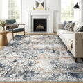 8x10 Washable Area Rug for Living Room, Multicolor Modern Vintage Abstract Rug Large Non-Slip Low Pile Soft Faux Wool Carpet, Kids and Pets Friendly for Bedroom Dining Room Farmhouse Home Decor Rug