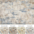 7x10 Area Rug Living Room: Washable Large Abstract Modern Soft Rugs Stain Resistant Indoor Floor Non Slip Accent Carpet for Bedroom Nursery Playroom Office Dining Room Dorm Home House- Tan