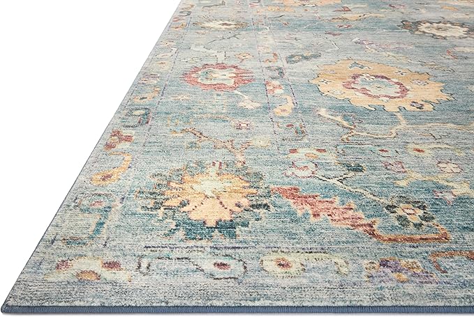 Loloi Margot Collection MAT-06 Denim/Multi 2'-3" x 3'-9" Accent Rug feat. CloudPile, No-Shed Easy Clean Large Patterned Area Rug for Living Room, Bedroom, Dining Area