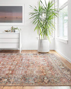 Loloi Layla Collection LAY-02 Spice/Marine 5'-0" x 7'-6" .13" Thick Area Rug, Soft, Durable, Vintage Inspired, Distressed, Low Pile, Non-Shedding, Easy Clean, Printed, Living Room Rug