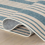 Dash & Albert Talos Blue Machine Washable Rug, 8.5 X 11.5 Feet, Blue/Ivory Stripe Pattern