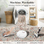 2x6 Vintage Runner Rug Low Pile Runners Non-Slip Machine Washable Rug Retro Distressed Print Lightweight Carpet for Hallway Kitchen Living Room Bedroom Laundry Room