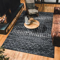 5x7 Machine Washable Area Rug for Living Room, Black Vintage Moroccan Rug Large Non-Slip Low Pile Soft Faux Wool Carpet, Kids and Pets Friendly for Bedroom Dining Room Farmhouse Home Decor Rug