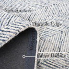 Modern Herringbone Chevron Collection Handcrafted Wool Area Rug - Durable, Zigzag Pattern, for High Traffic, Contemporary Design for Living Room, Bedroom, Dining Room Decor (Denim blue, 9' x 13')