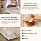 HUGEAR Machine Washable Area Rugs 5x7 Vintage Orange Living Room Bedroom Rug Neutral Style Non Slip Stain Resistant Low Pile Throw Carpet for Home Retro Aesthetic Modern Decor