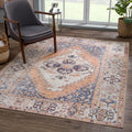 Bloom Rugs Washable 3' x 5' Rug - Orange/Blue/Beige Traditional Area Rug for Living Room, Bedroom, Dining Room, and Kitchen - Exact Size: 3' x 5'