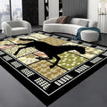 Western Horse Print Rugs 5x7ft,Boho Floral Area Rug, Botanical Print Low Pile Carpet, Stain-Resistant & Machine Washable Non-Slip Mat for Living Room, Bedroom, Dining Room