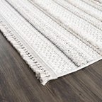 Hauteloom Dishman Living Room, Bedroom Area Rug - Farmhouse - Cream, Light Gray - 18" x 18" Sample