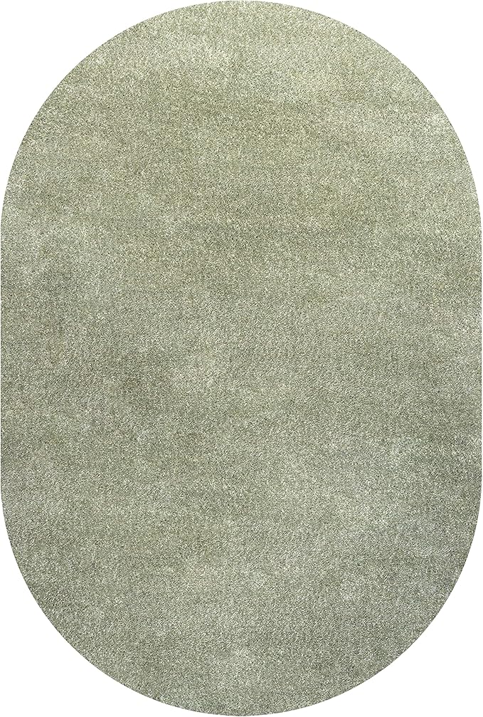 Eyely UES100O-4OV Supersoft Haze Solid Low-Pile Indoor Area Rug Casual;Contemporary;Solid;Traditional, Bedroom, Kitchen, Living Room, Easy-Cleaning, Non-Shedding, 4 X 6 Oval, Green