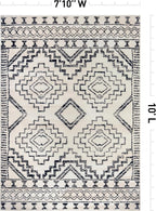 Rugshop Cream and Black Southwestern Tribal Area Rug – Boho Geometric Diamond Pattern Carpet for Living Room, Bedroom, or Entryway – Soft Modern Rustic Floor Décor 7' 10" x 10' Cream