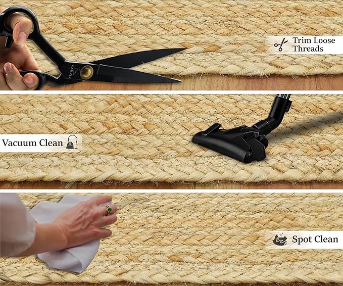 3x15 Flatweave Runner – Oval Hand Braided Jute Rug, Solid Red Beige, 0.27" Thick Kilim Flatweave, Handmade Boho Carpet for Entryway, Staircase, Hallway, Corridor