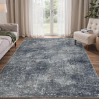 Bavni 8x10 Area Rugs Machine Washable Rug for Living Room, Modern Printed Rug Indoor Soft Area Rug for Bedroom Dining Room, Ultra-Thin Low Pile Carpet with Non Slip Rubber Backing, Dark Gray