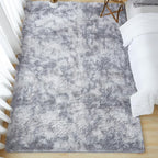 Andency Soft Area Rugs for Living Room Bedroom, 3x5 Non-Slip Fluffy Shag Carpet, Indoor Floor Fuzzy Shaggy Living Room Plush Rug for Kids Dorm Nursery Home Decor Aesthetic, Tie-Dyed Light Grey